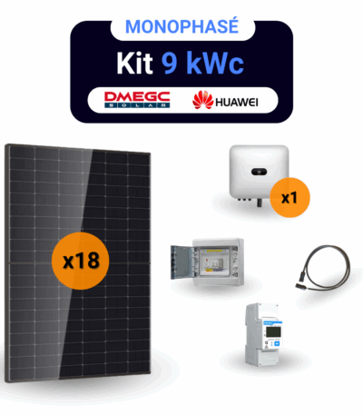 alt="Kit panneaux solaires photovoltaïques complet avec panneaux, onduleur et accessoires pour installation résidentielle écologique et économique">